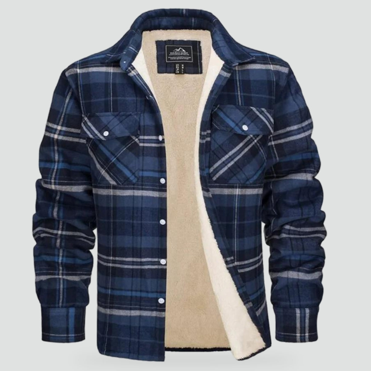 Men's Check Plush Jacket-Azzella London