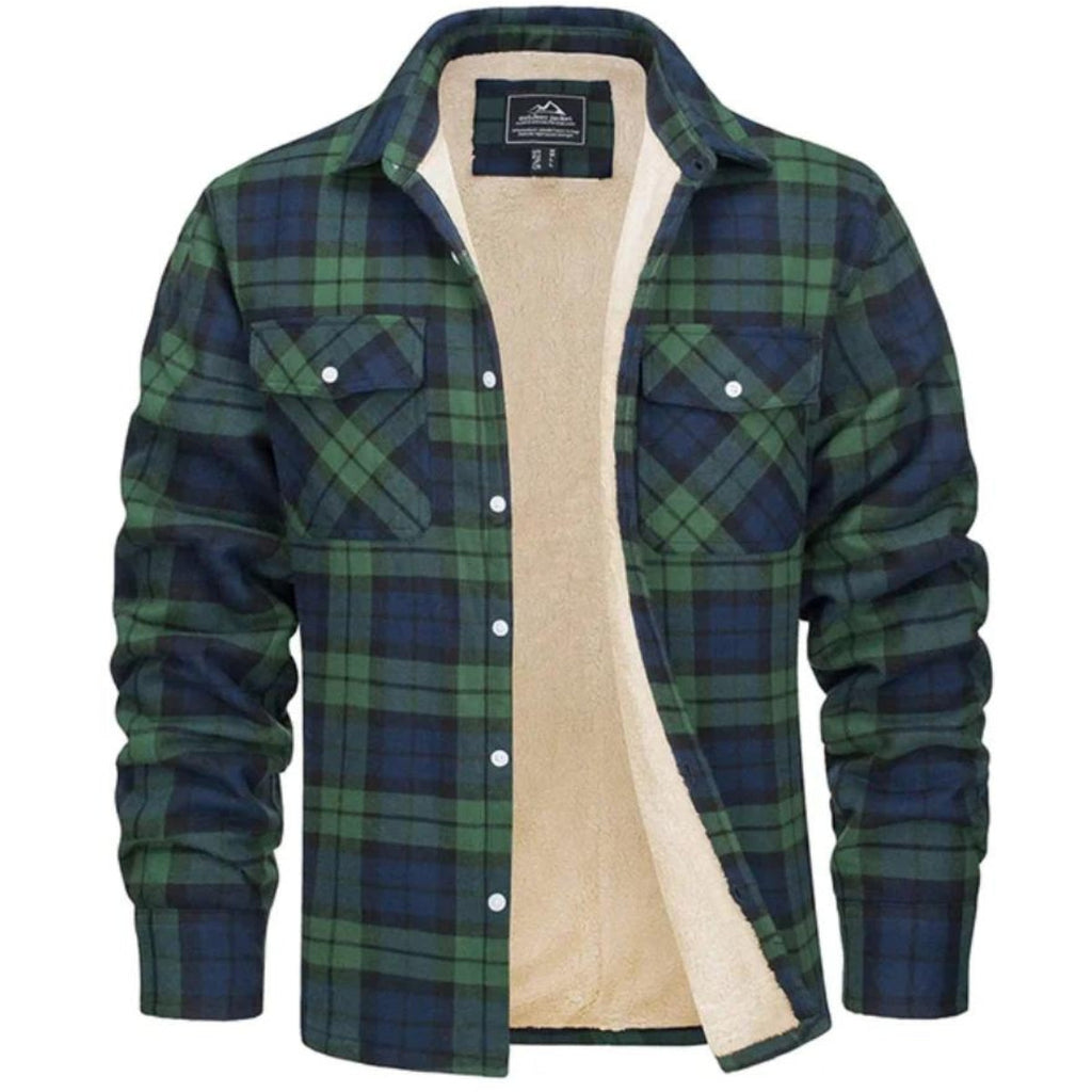 Men's Check Plush Jacket-Azzella London