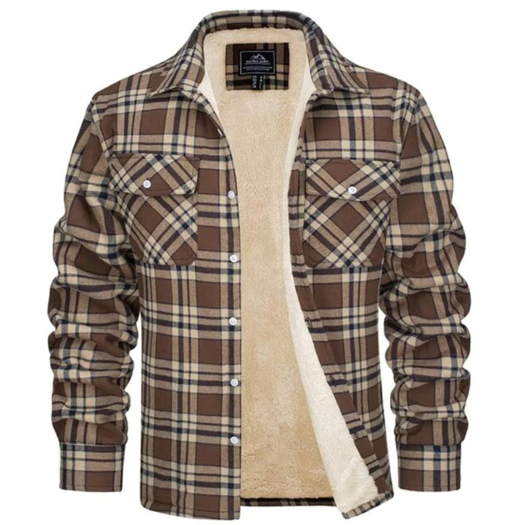 Men's Check Plush Jacket-Azzella London