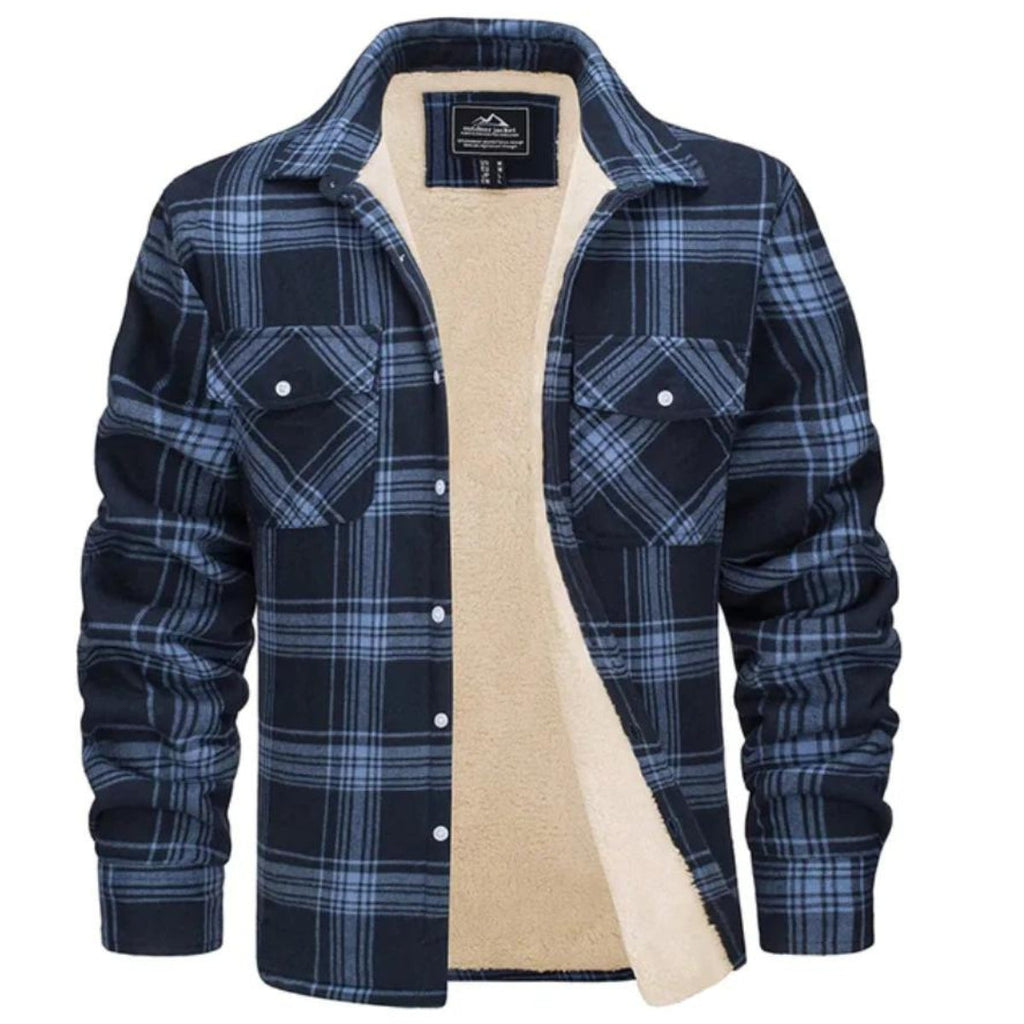 Men's Check Plush Jacket-Azzella London