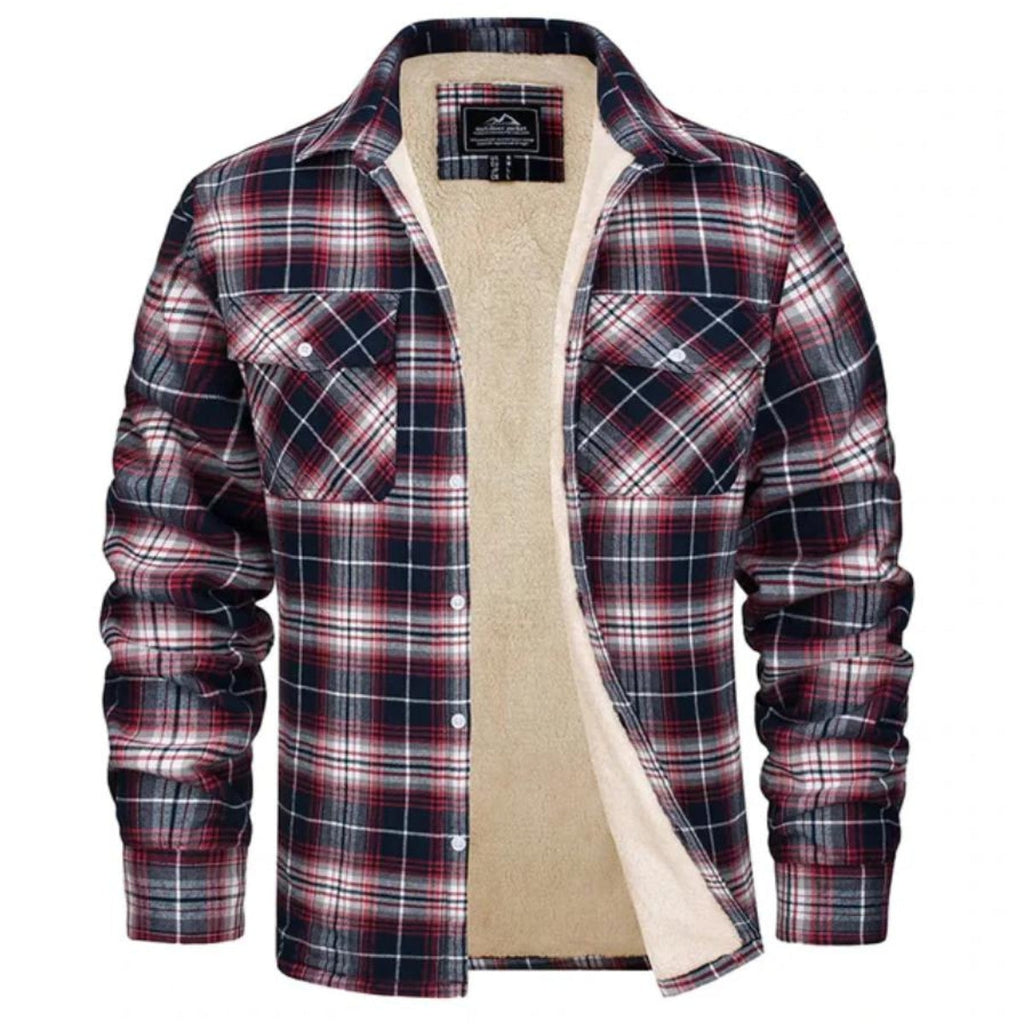 Men's Check Plush Jacket-Azzella London