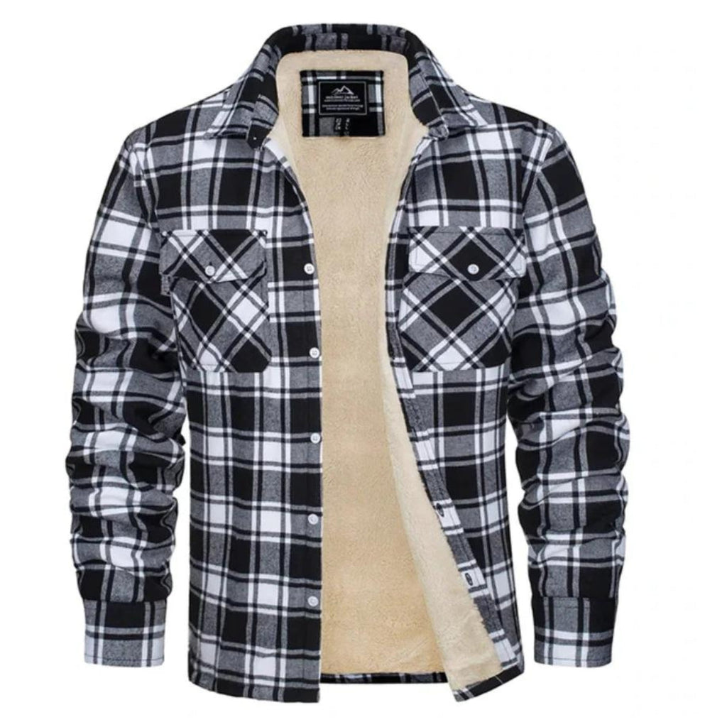 Men's Check Plush Jacket-Azzella London