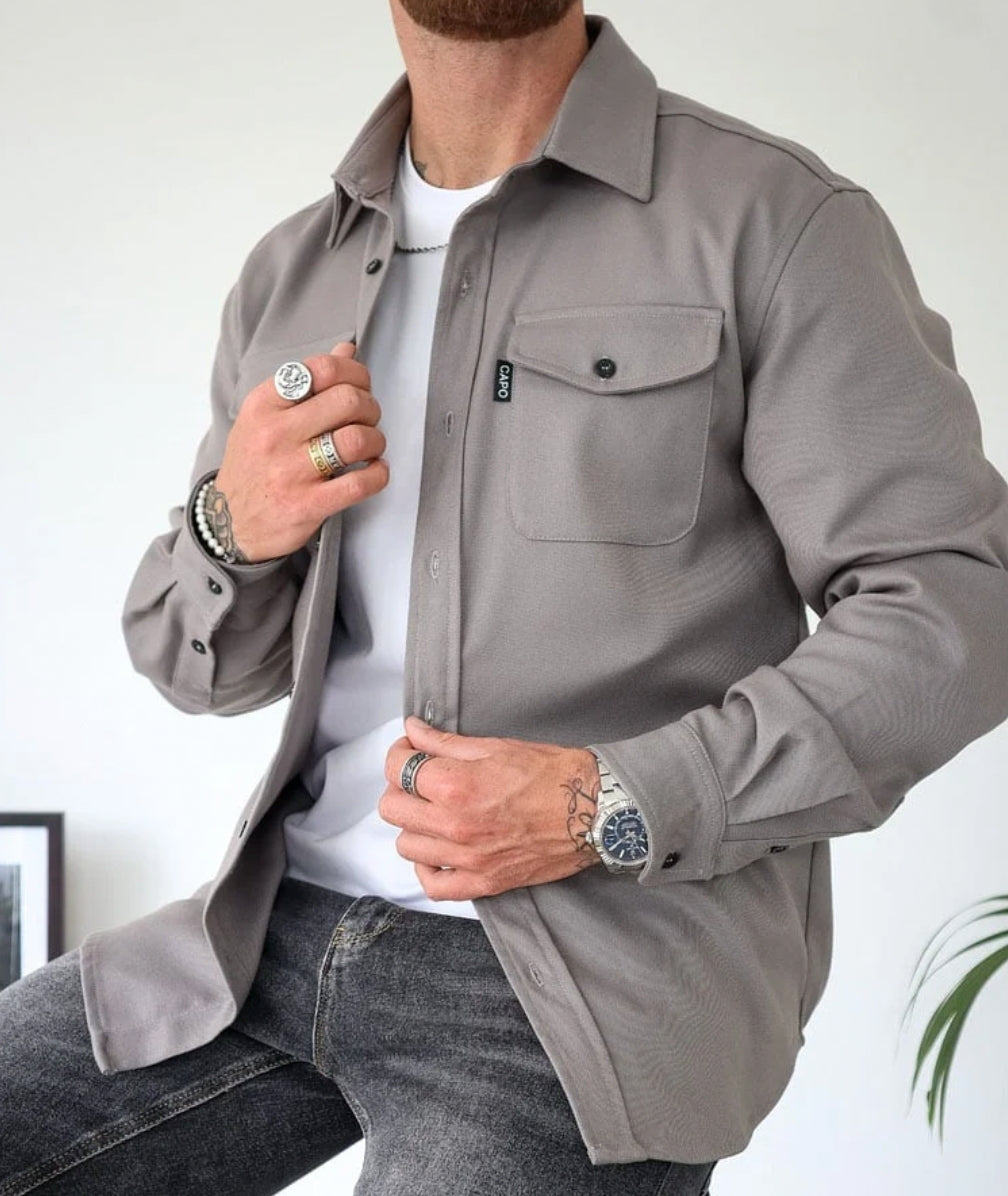 Men's Chest Pocket Shirt Jacket-Azzella London