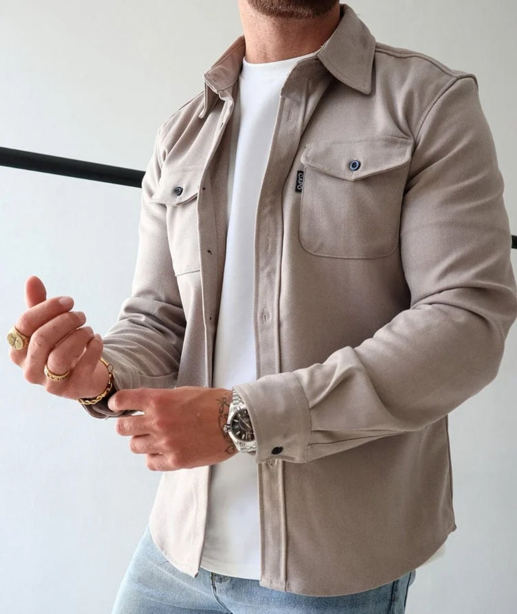 Men's Chest Pocket Shirt Jacket-Azzella London