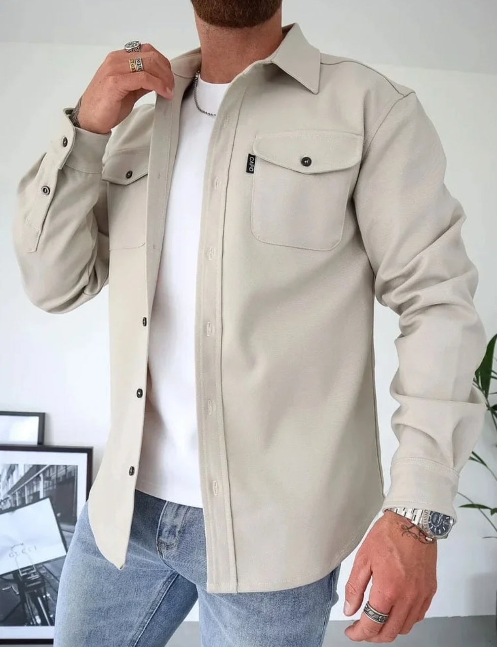 Men's Chest Pocket Shirt Jacket-Azzella London