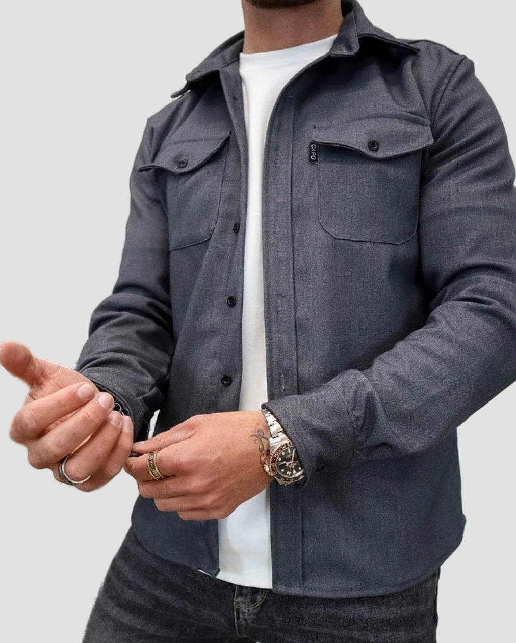 Men's Chest Pocket Shirt Jacket-Azzella London