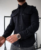 Men's Chest Pocket Shirt Jacket-Azzella London