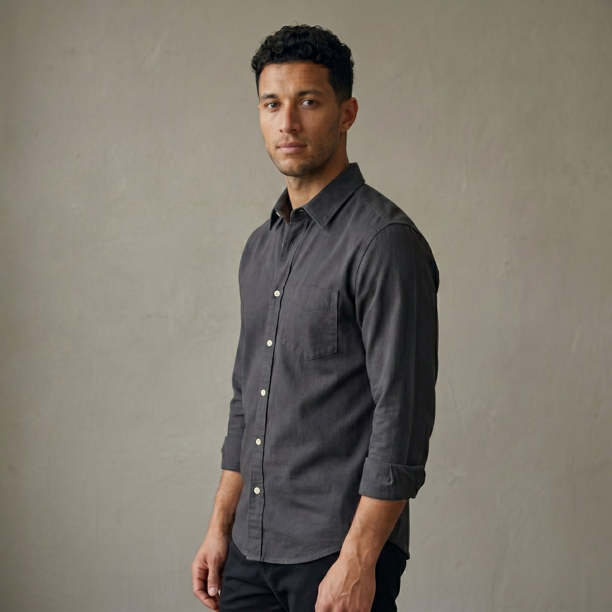 Men's Classic Fit Long-Sleeve Button-Down Shirt-Azzella London