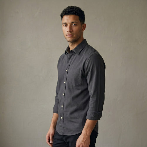 Men's Classic Fit Long-Sleeve Button-Down Shirt-Azzella London
