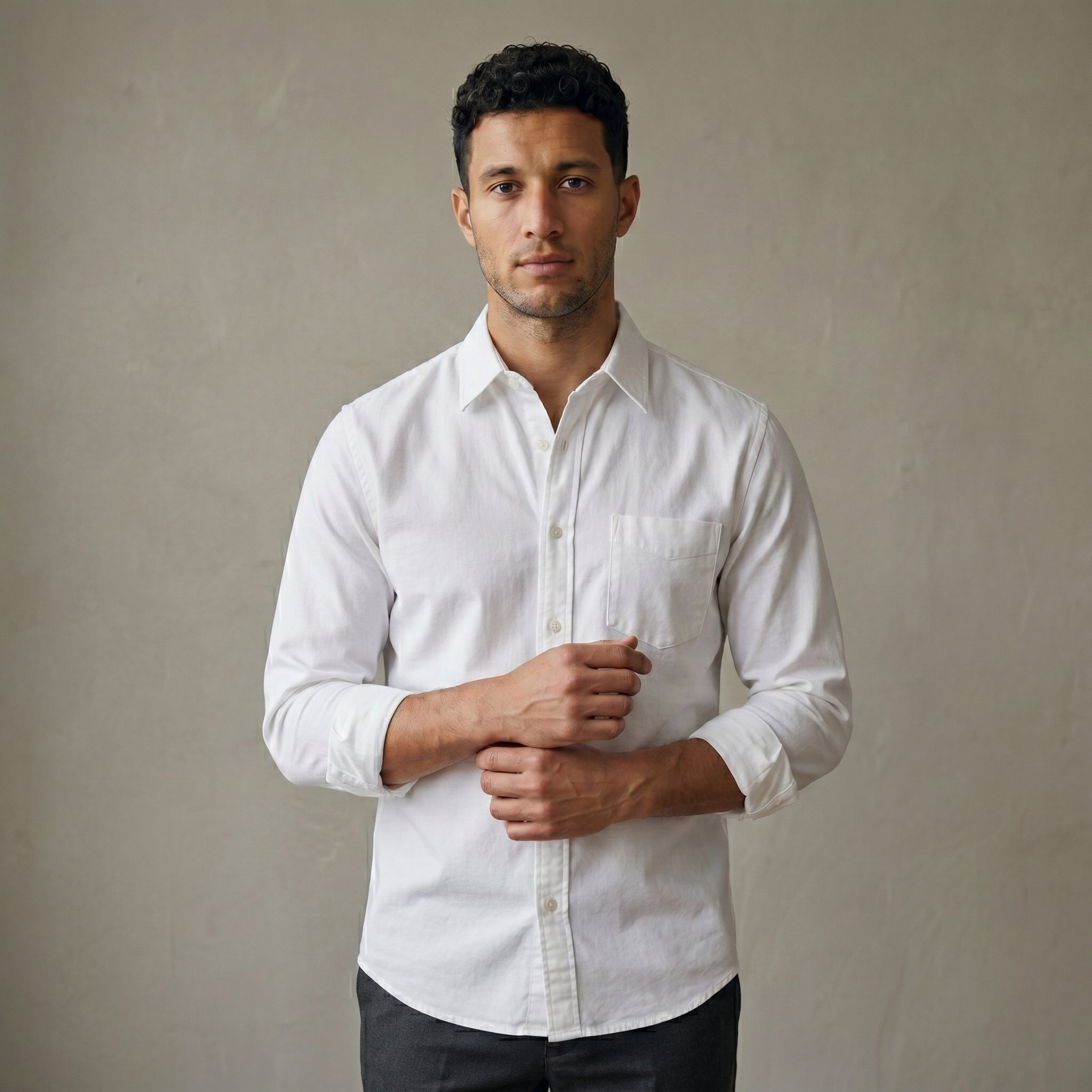 Men's Classic Fit Long-Sleeve Button-Down Shirt-Azzella London