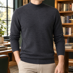 Men's Close Ribbed Mock Neck Sweater-Azzella London