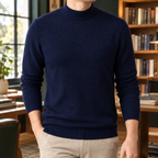 Men's Close Ribbed Mock Neck Sweater-Azzella London