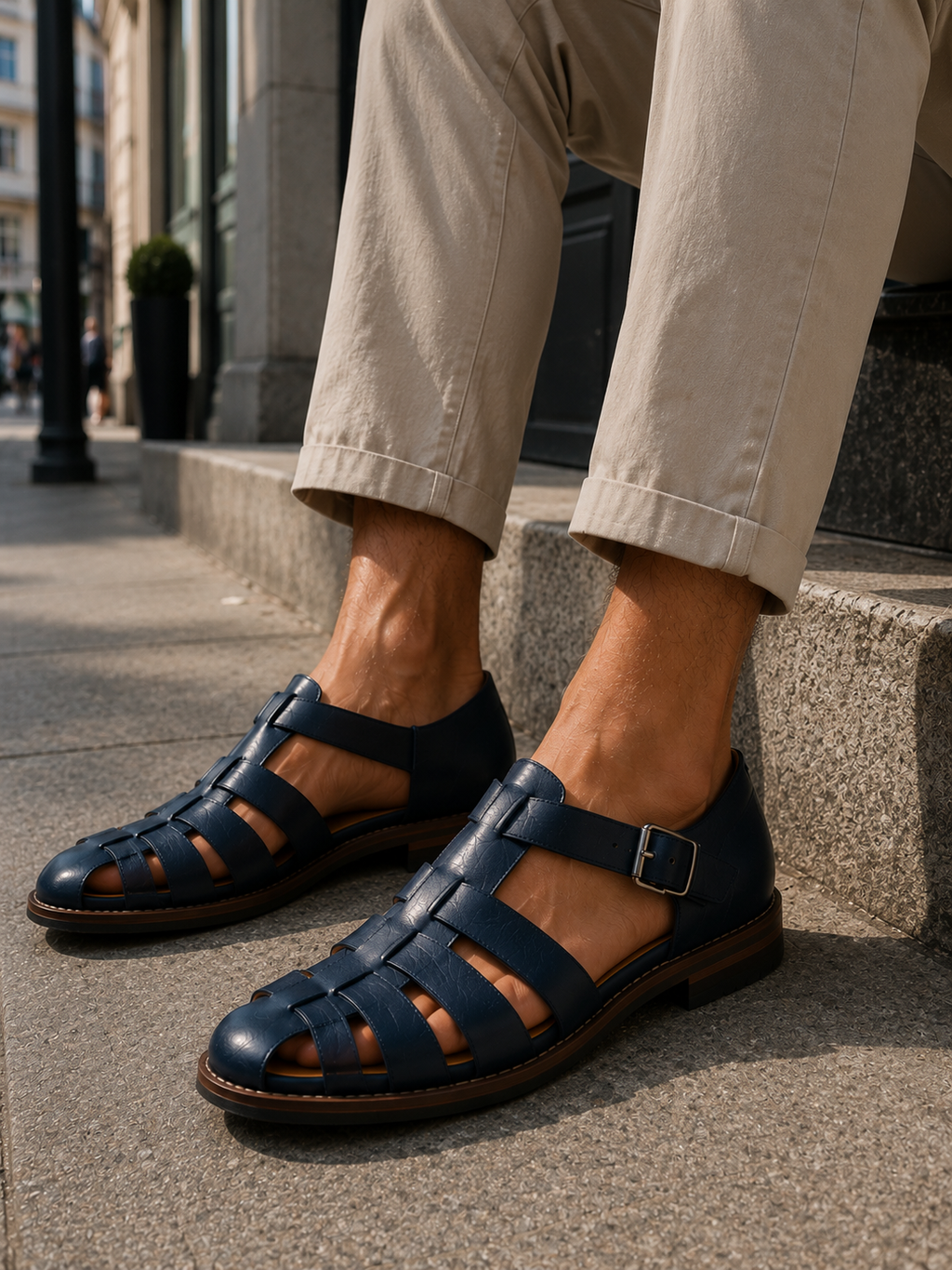 Men's Closed-Toe Leather Sandals-Sandals-Azzella London