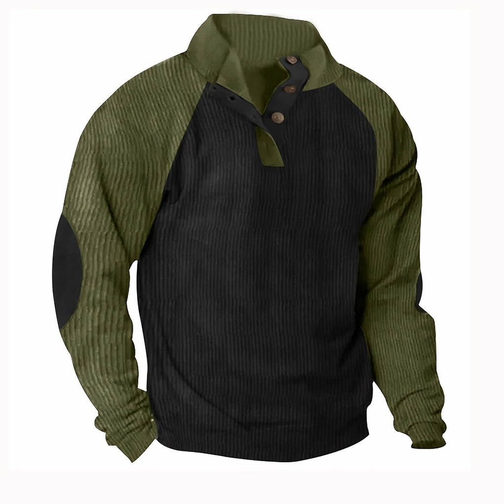 Men's Color Block Collared Knit Shirt-Shirt-Azzella London