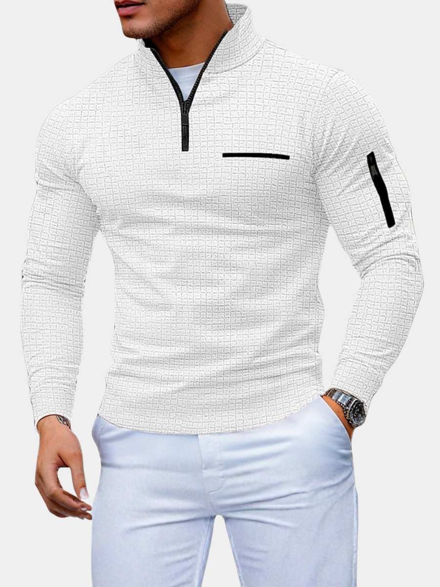 Men's Color Block Half Zip Sweater-Sweater-Azzella London