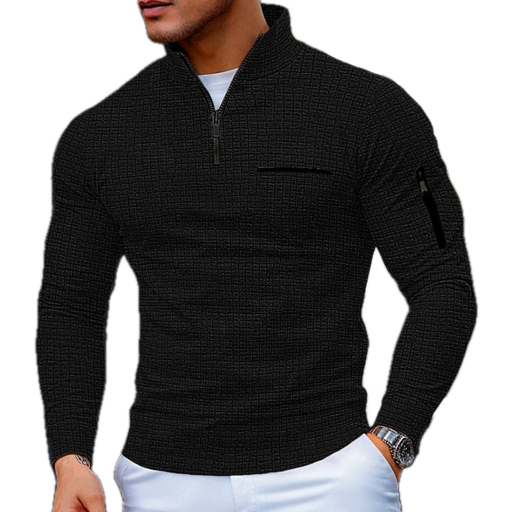 Men's Color Block Half Zip Sweater-Sweater-Azzella London