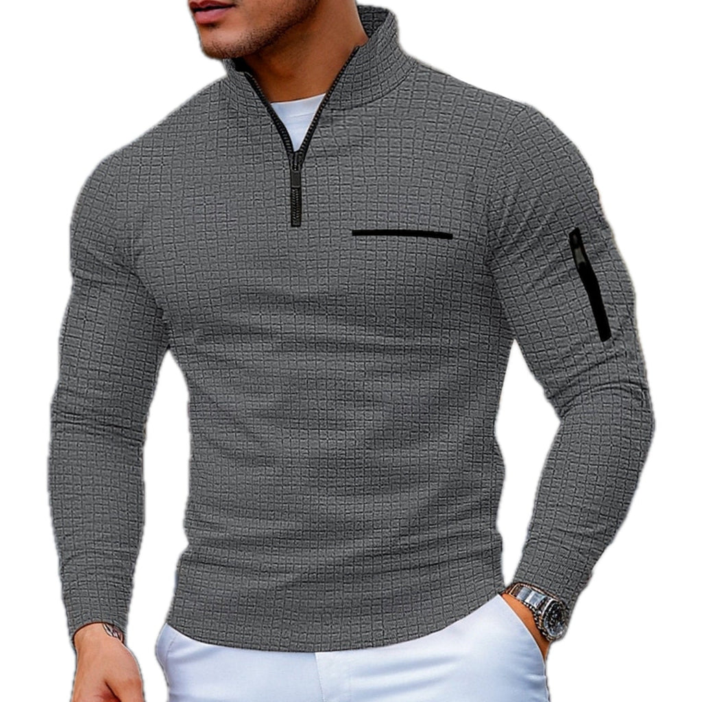 Men's Color Block Half Zip Sweater-Sweater-Azzella London