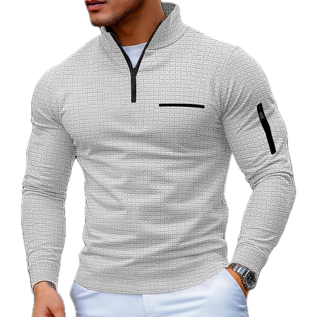 Men's Color Block Half Zip Sweater-Sweater-Azzella London