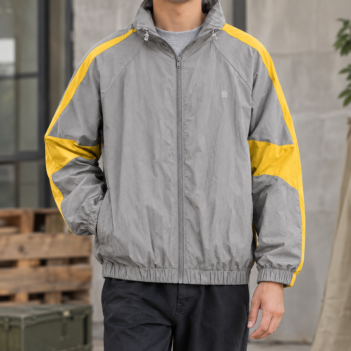 Men's Colorblock Elasticated Jacket-Azzella London