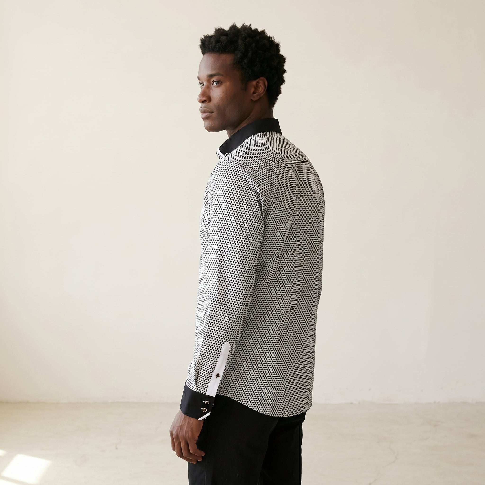 Men's Cotton-Blend Long-Sleeve Shirt-Azzella London