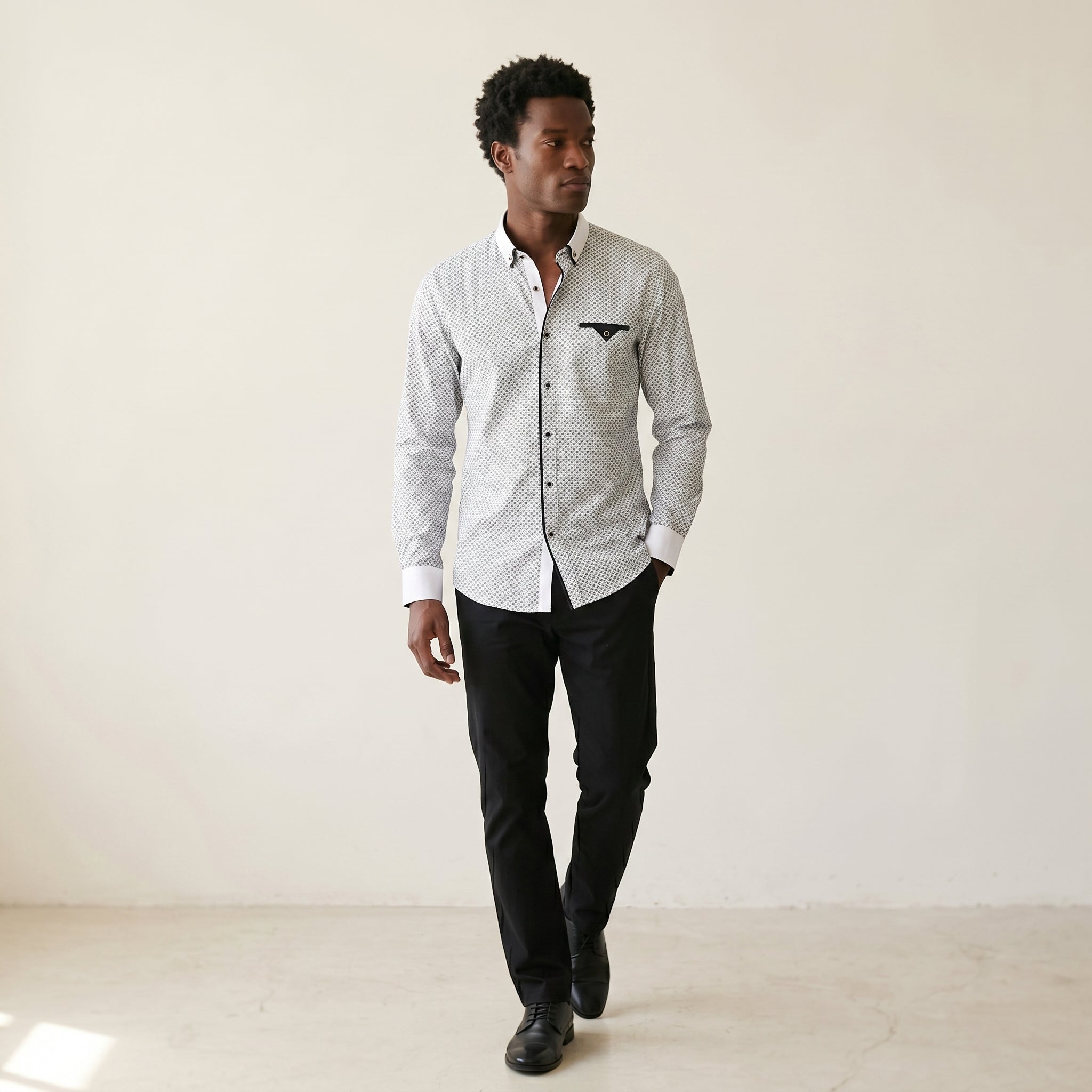 Men's Cotton-Blend Long-Sleeve Shirt-Azzella London