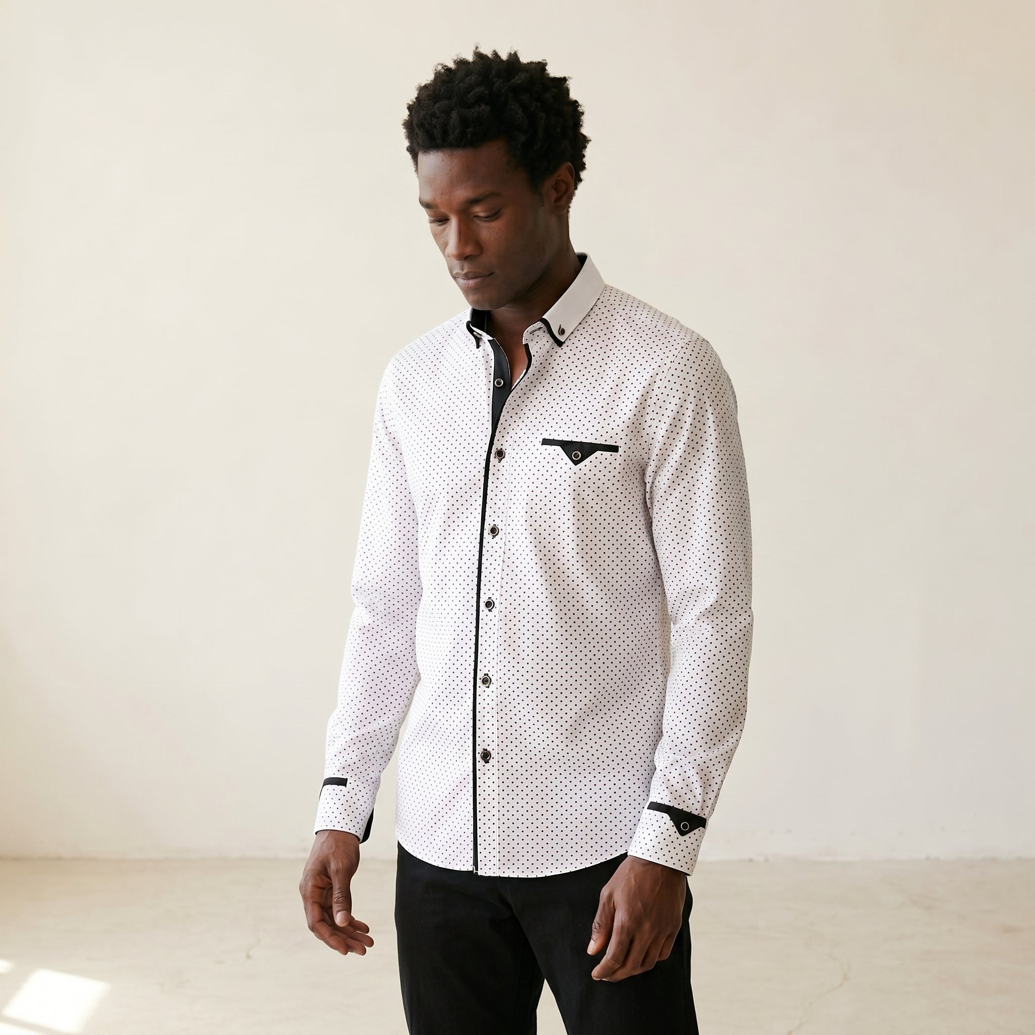 Men's Cotton-Blend Long-Sleeve Shirt-Azzella London