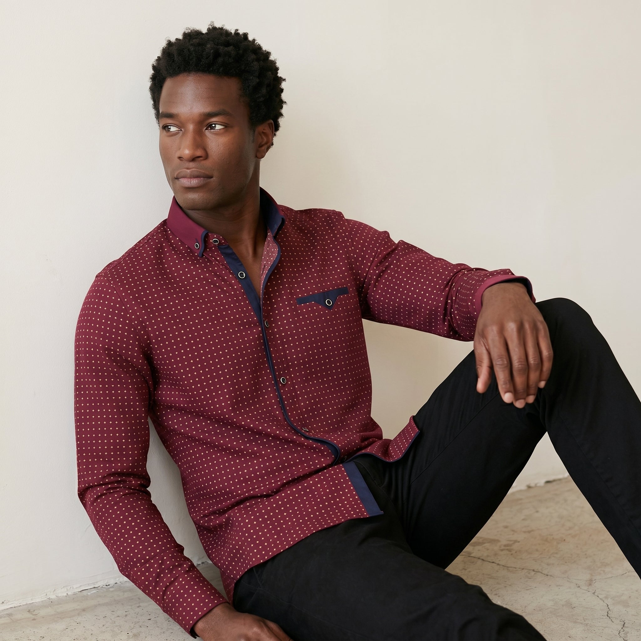 Men's Cotton-Blend Long-Sleeve Shirt-Azzella London