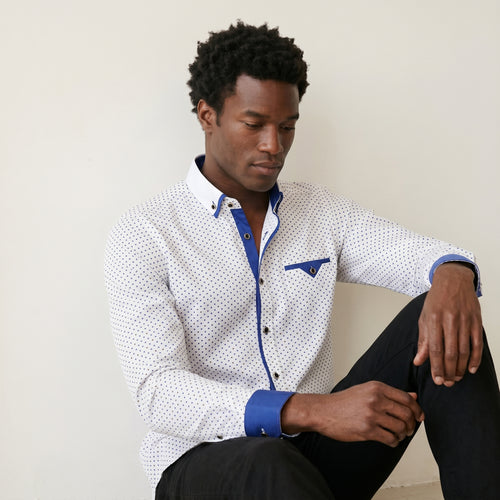 Men's Cotton-Blend Long-Sleeve Shirt-Azzella London