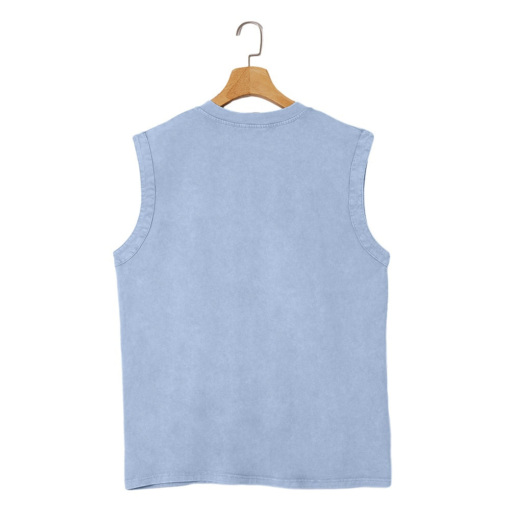 Men's Cotton Henley Tank Top-Tank Top-Azzella London