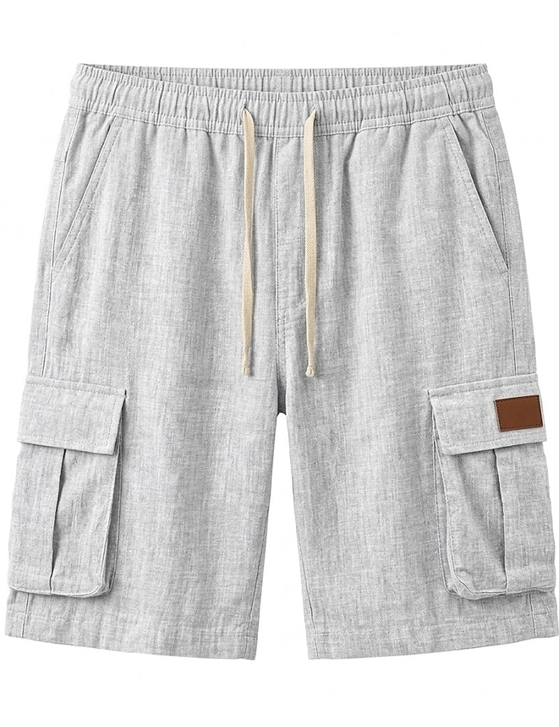 Men's Cotton-Linen Beach Shorts-Shorts-Azzella London