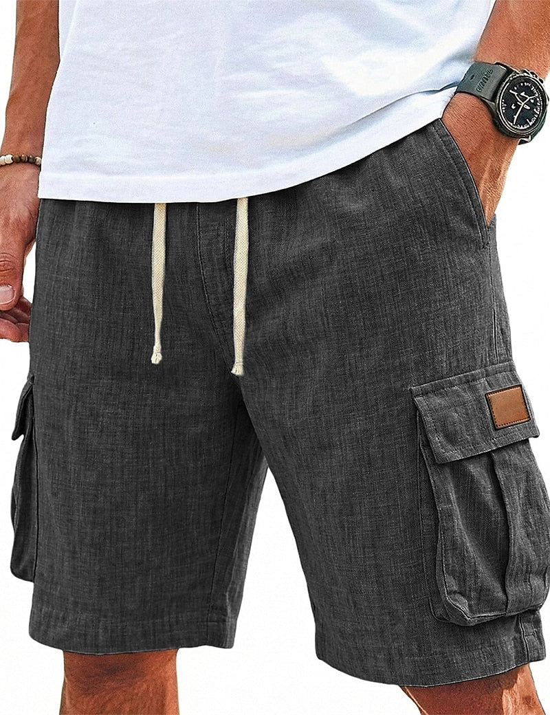 Men's Cotton-Linen Beach Shorts-Shorts-Azzella London