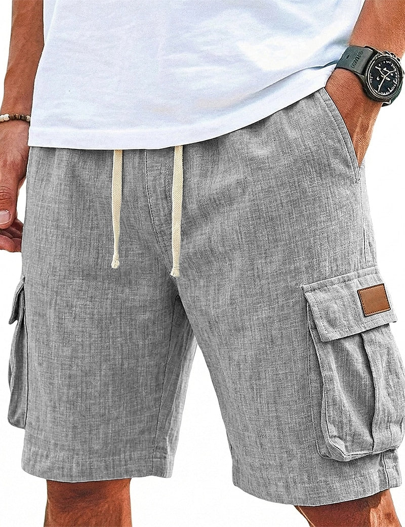 Men's Cotton-Linen Beach Shorts-Shorts-Azzella London