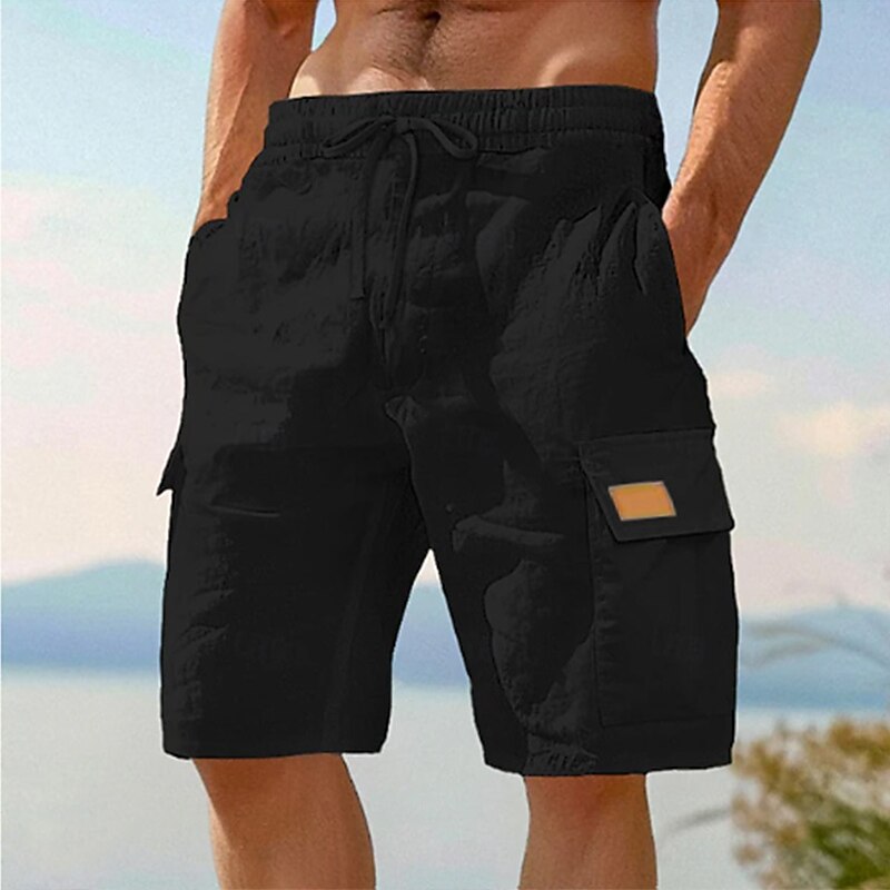 Men's Cotton-Linen Cargo Shorts-Shorts-Azzella London