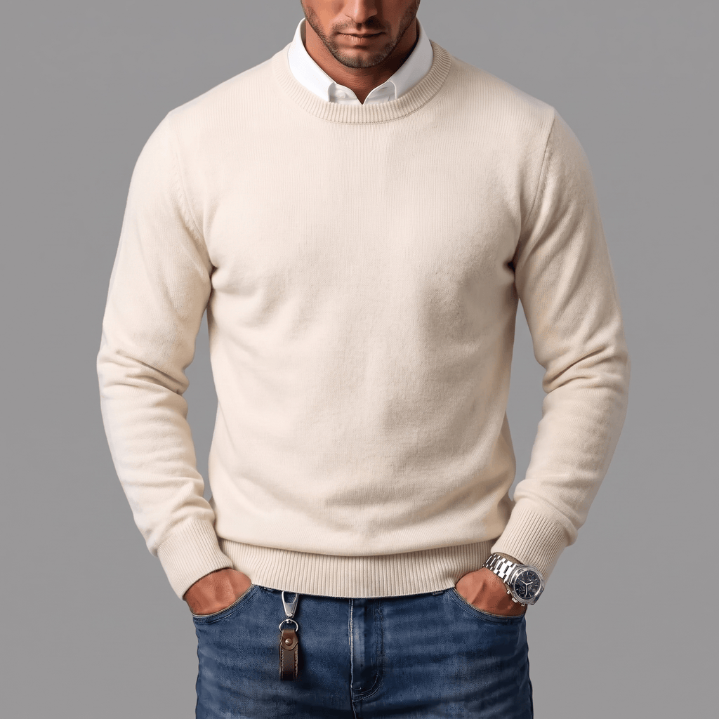 Men's Cotton Wool Crewneck Sweater-Sweater-Azzella London