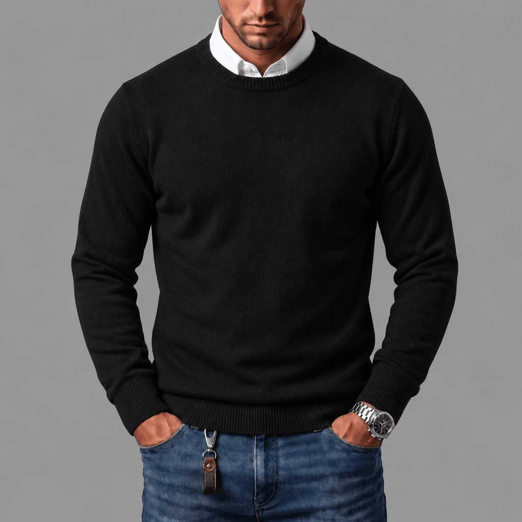 Men's Cotton Wool Crewneck Sweater-Sweater-Azzella London