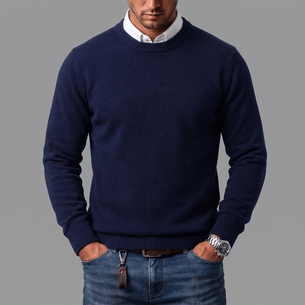 Men's Cotton Wool Crewneck Sweater-Sweater-Azzella London