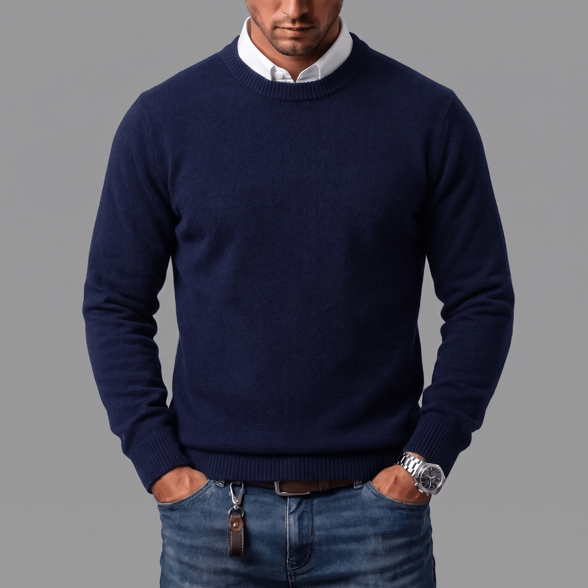 Men's Cotton Wool Crewneck Sweater-Sweater-Azzella London