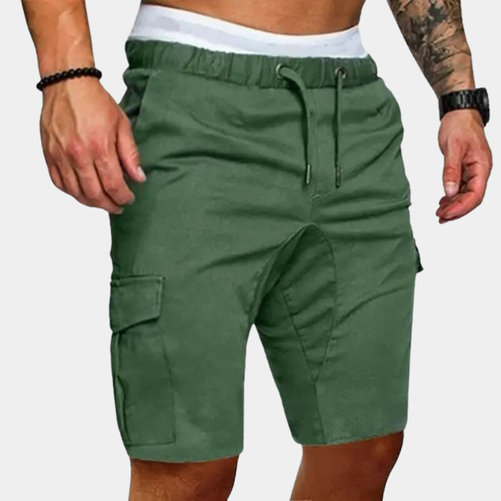 Men’s Drawstring Cargo Shorts Relaxed Fit Utility Summer Wear-Azzella London