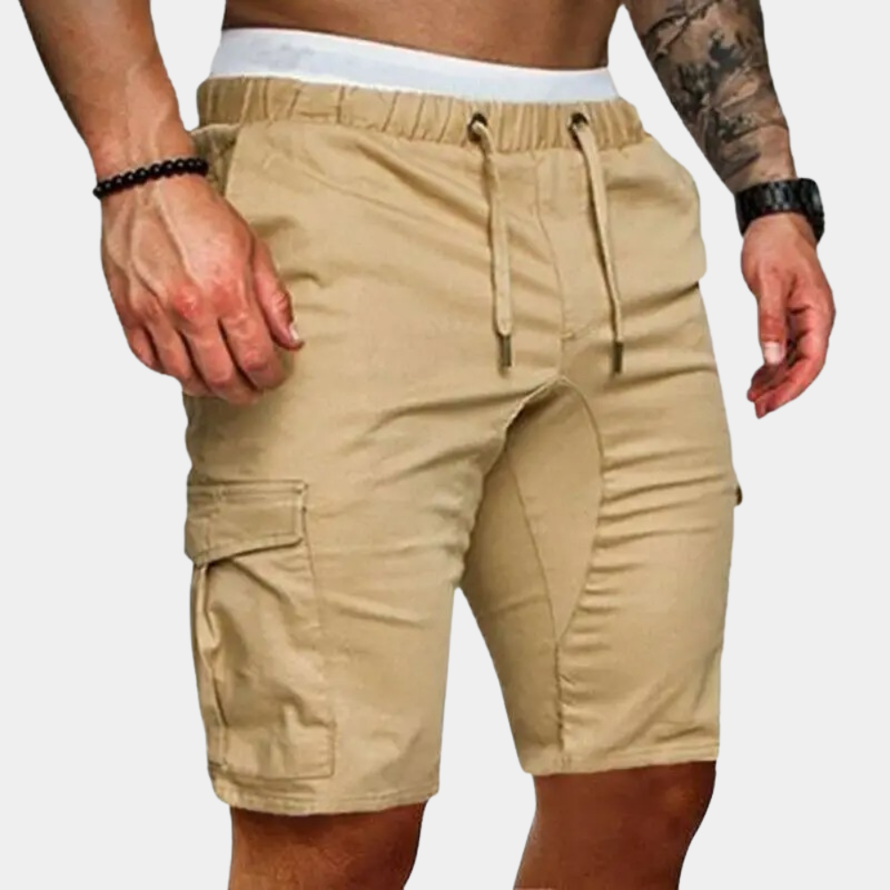 Men’s Drawstring Cargo Shorts Relaxed Fit Utility Summer Wear-Azzella London
