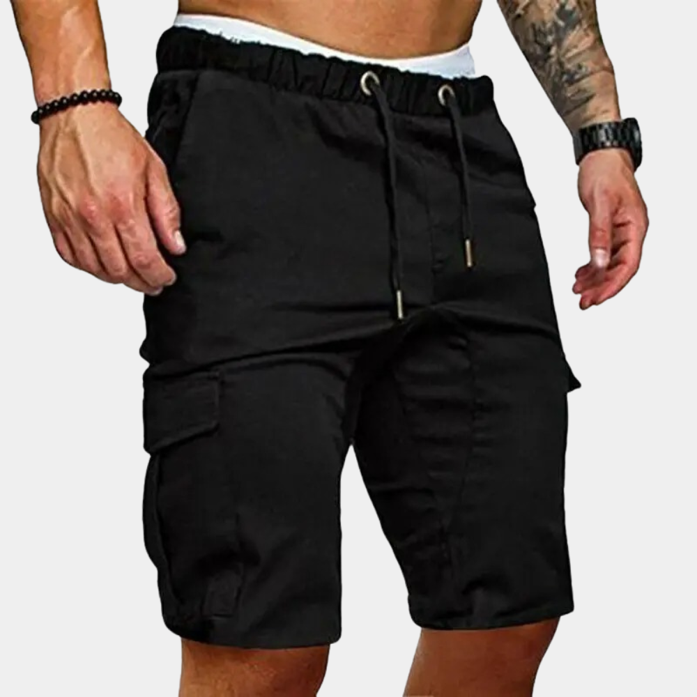 Men’s Drawstring Cargo Shorts Relaxed Fit Utility Summer Wear-Azzella London