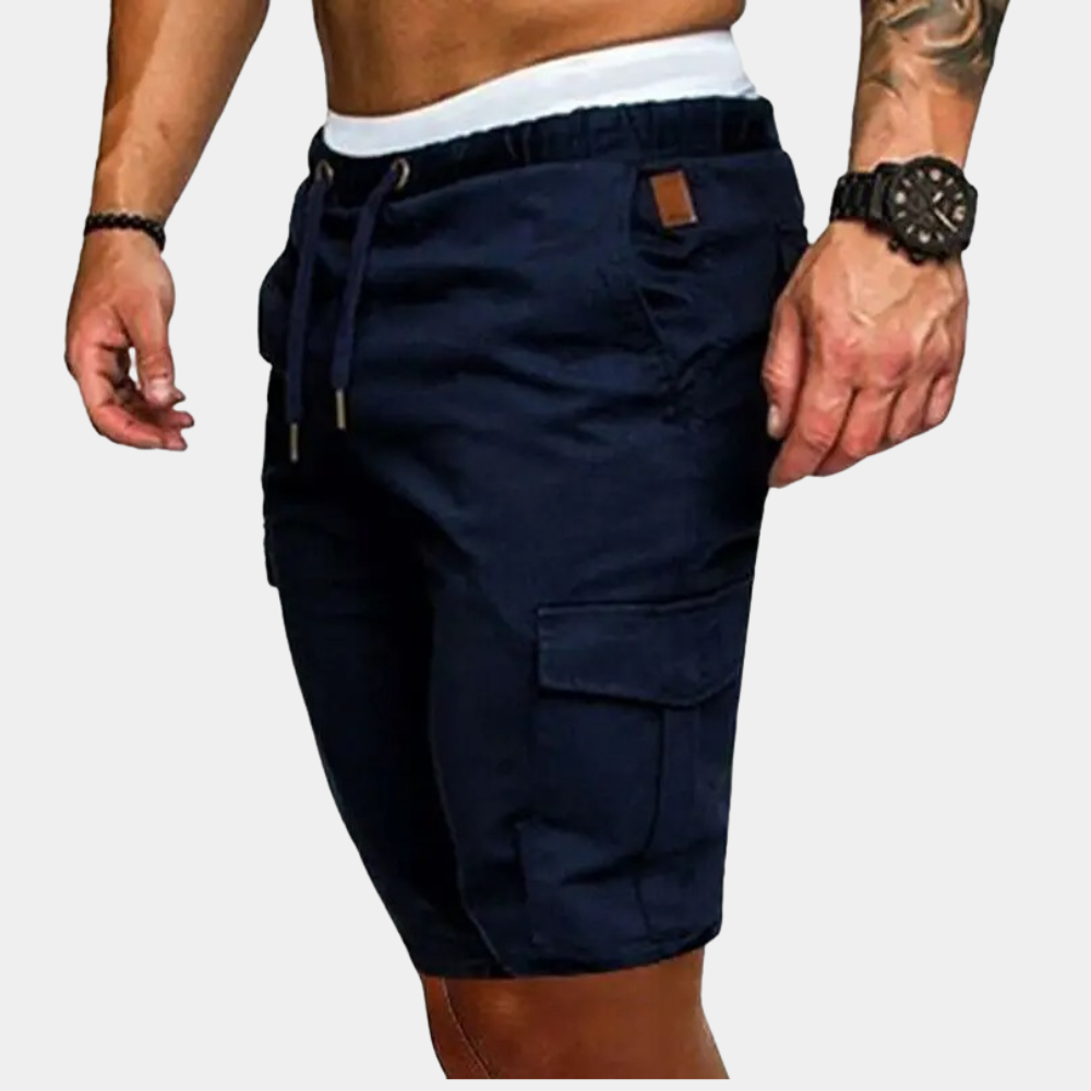 Men’s Drawstring Cargo Shorts Relaxed Fit Utility Summer Wear-Azzella London