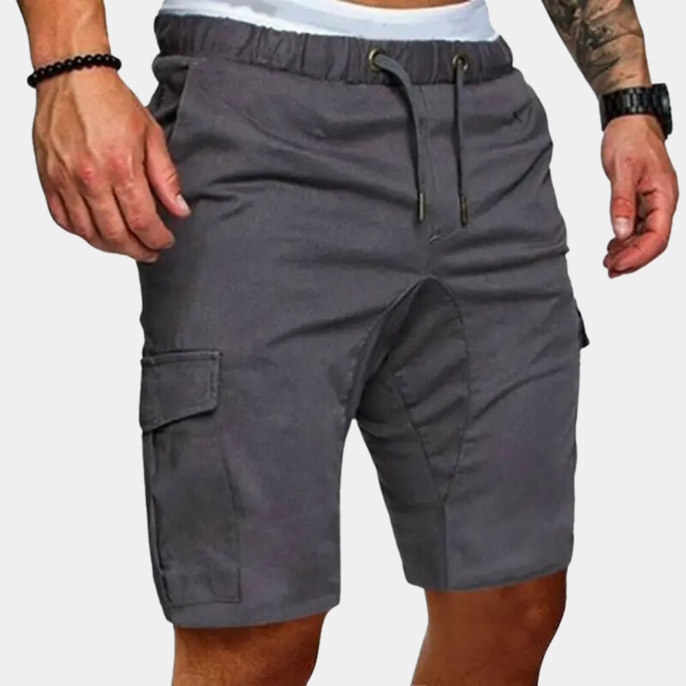 Men’s Drawstring Cargo Shorts Relaxed Fit Utility Summer Wear-Azzella London