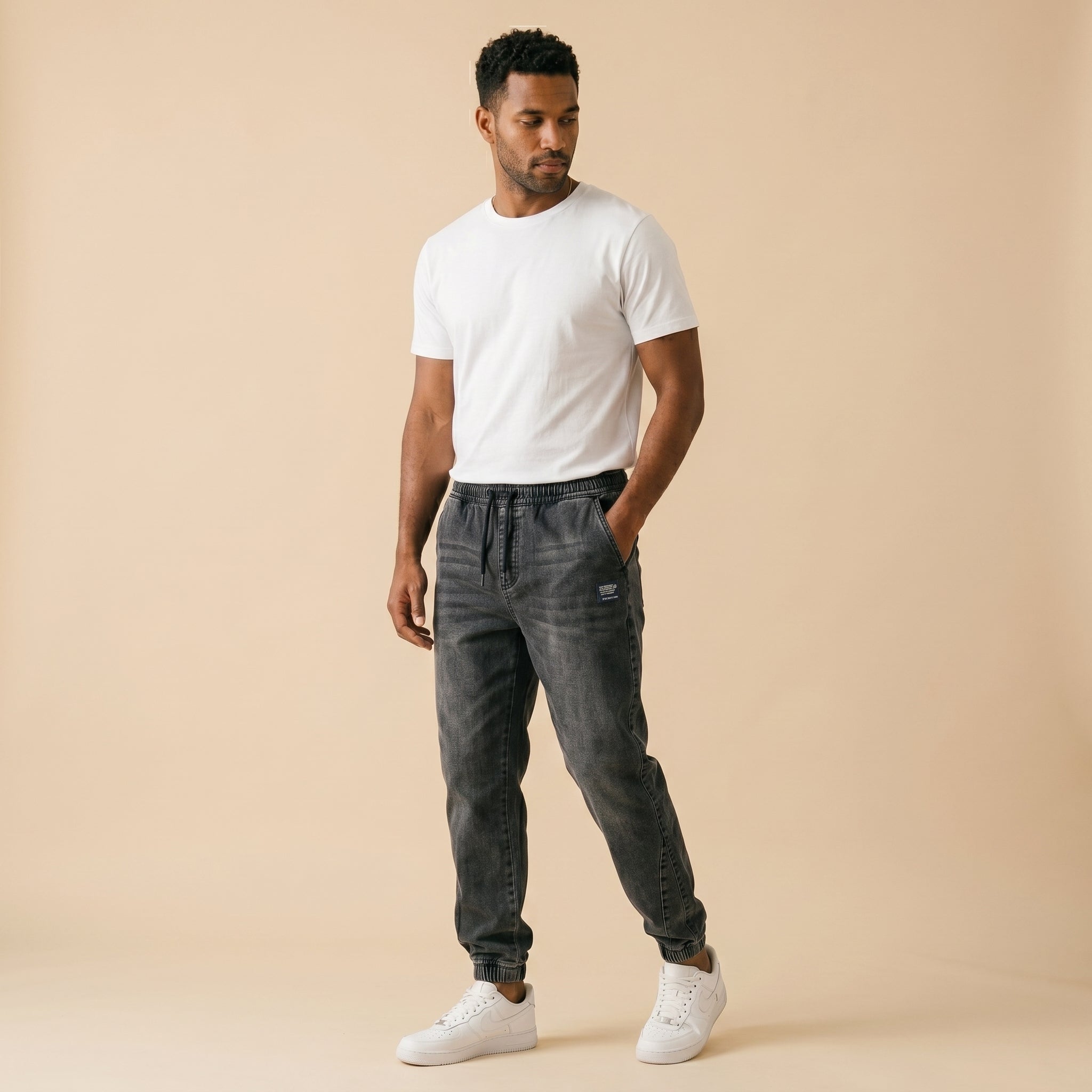 Men's Drawstring Jogger Fit Jeans-Azzella London
