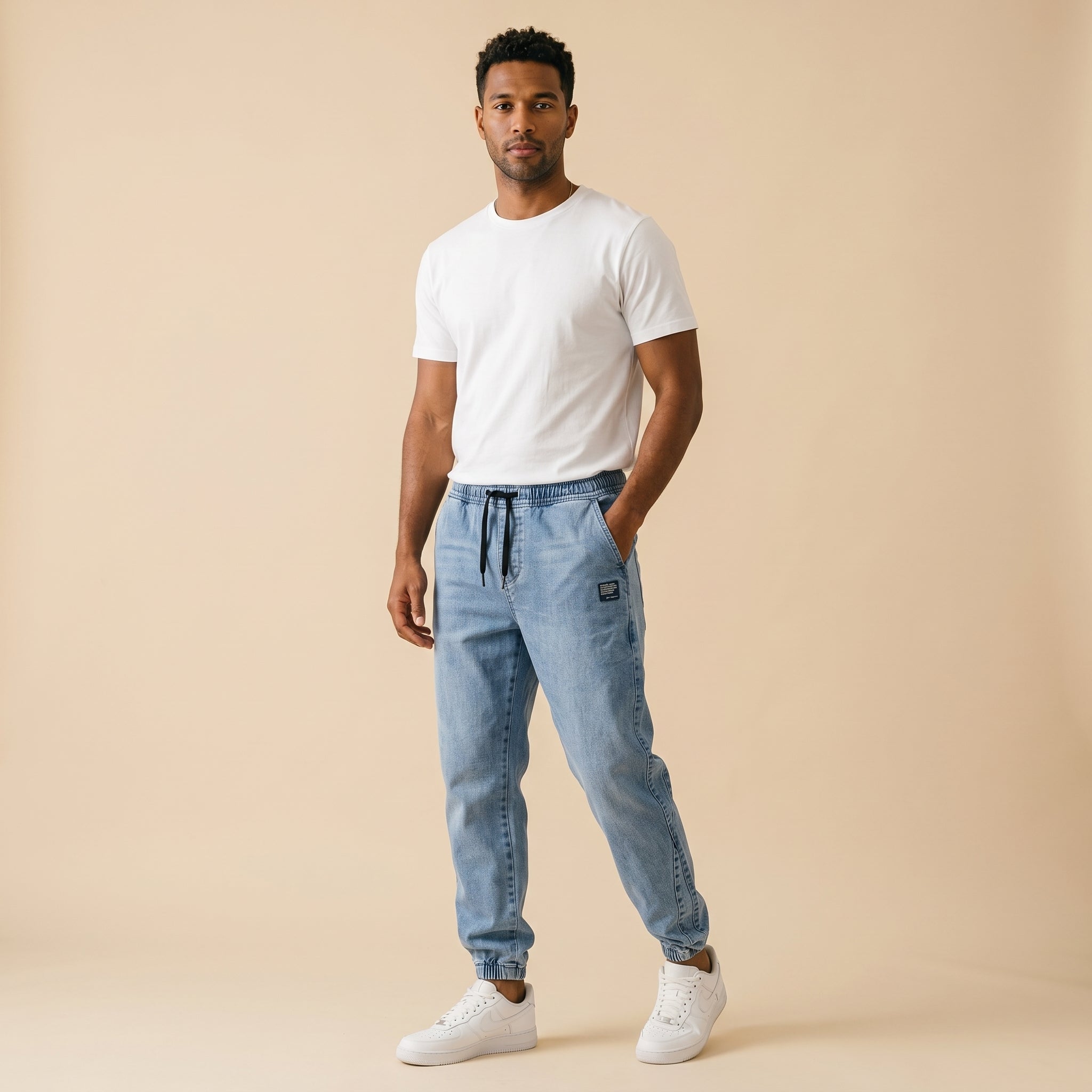 Men's Drawstring Jogger Fit Jeans-Azzella London