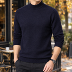 Men's Fine Knit Mock Neck Sweater-Azzella London