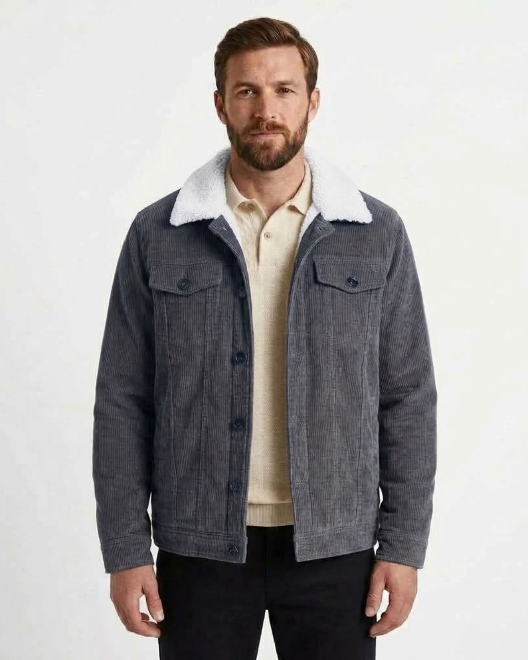 Men's Fine Ribbed Padded Jacket-Azzella London