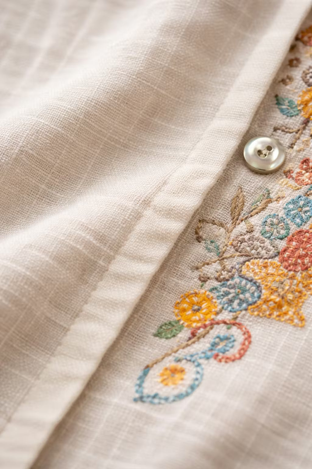 Men's Floral Embroidered Linen Shirt-Shirt-Azzella London