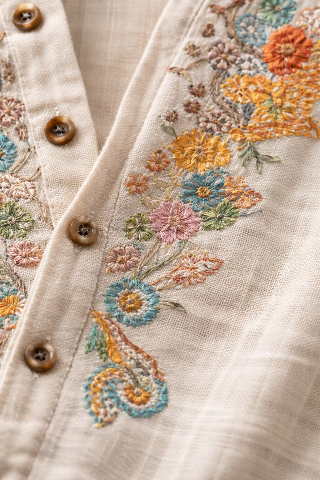 Men's Floral Embroidered Linen Shirt-Shirt-Azzella London