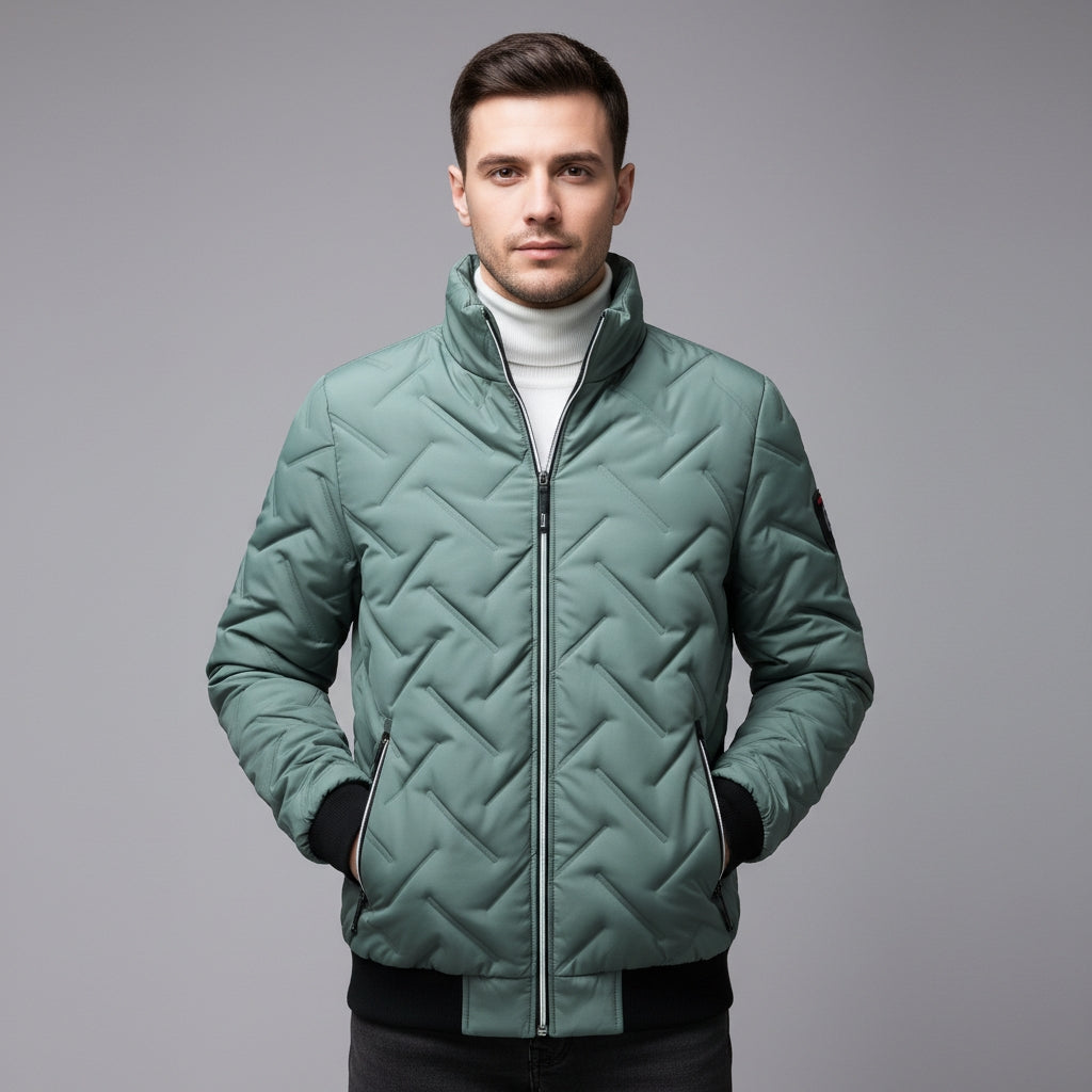 Men's Geometric Lightweight Puffer Jacket-Azzella London