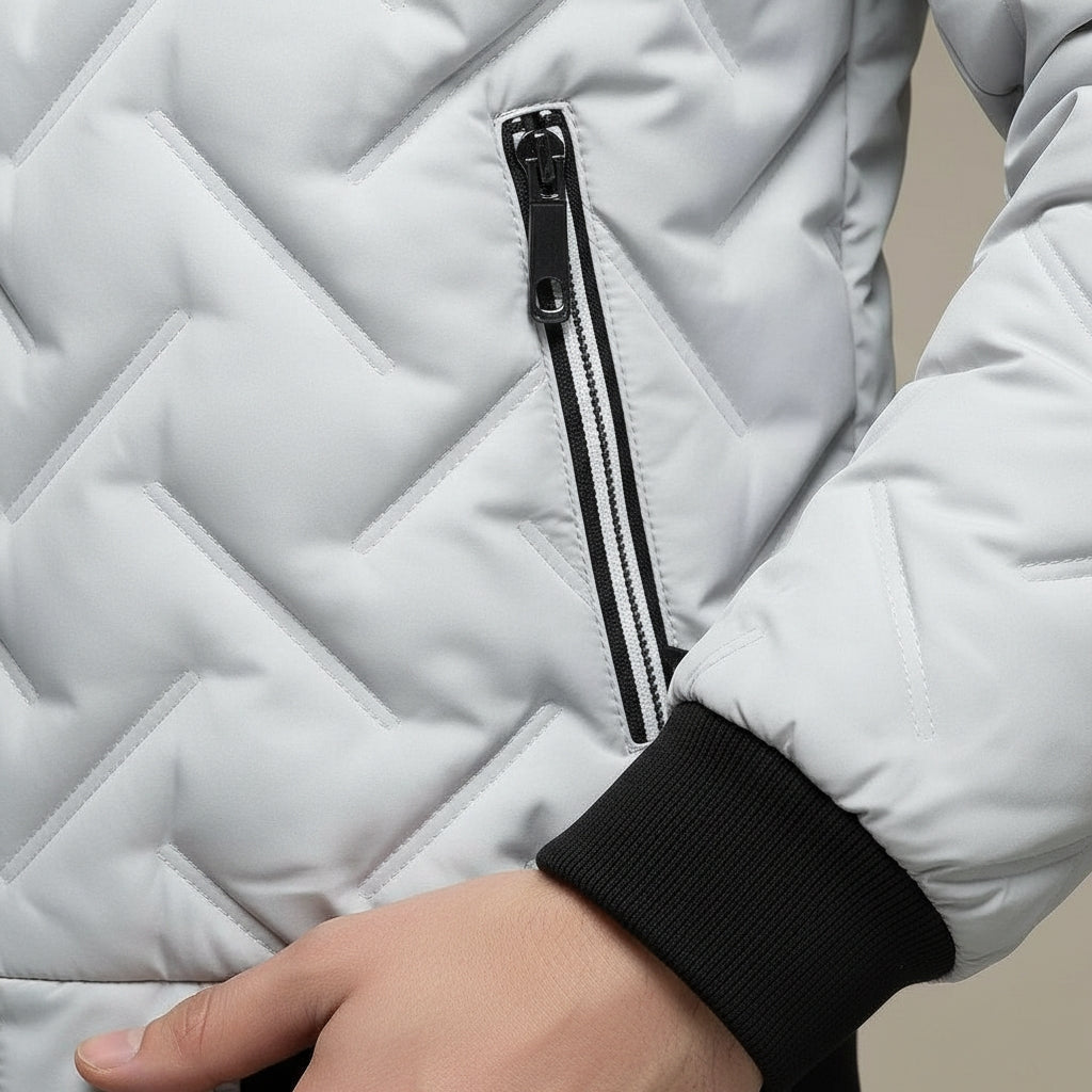 Men's Geometric Lightweight Puffer Jacket-Azzella London